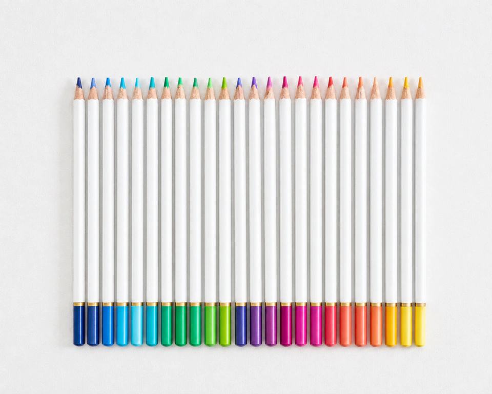 White barrels, colored ends; product and finish reference