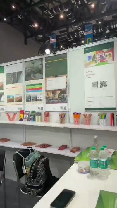 Real Paperworld Delhi booth product wall with pencil materials and finished pencil samples